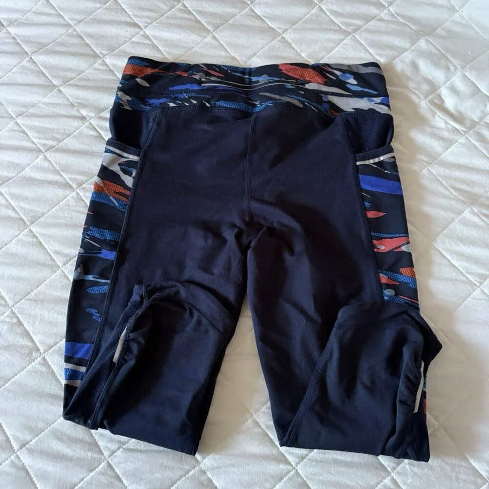 Athleta Cropped Leggings Pants Womens Size Small Blue‎ Stretch Yoga Activewear
